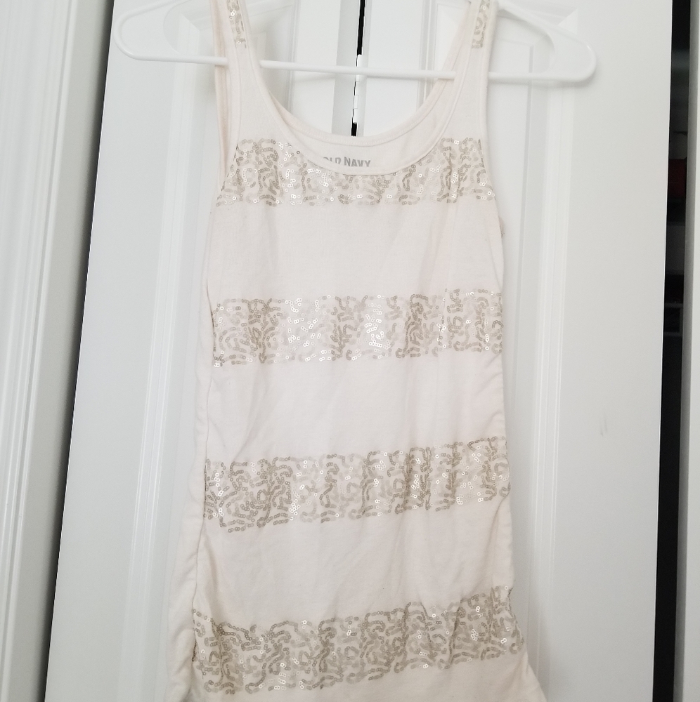 White sequined tank top